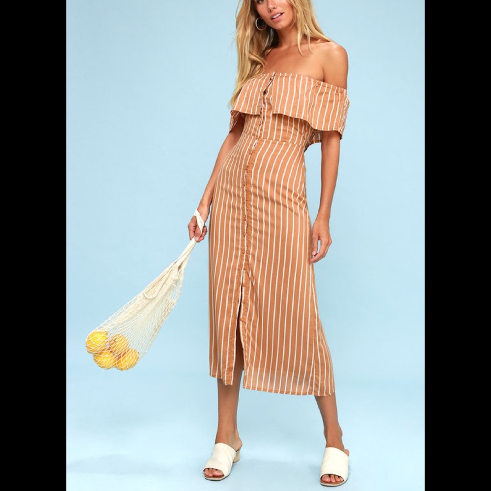 Amuse Society Stripe Off The Shoulder Dress